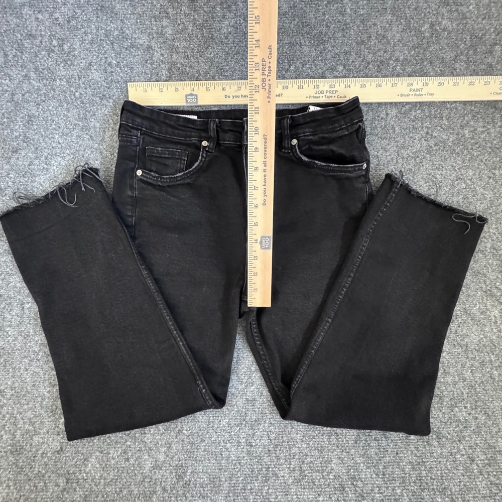 Zara Womens Black High Rise Cropped Flare Raw Hem Jeans Size 12 EUR 44 - Picture 5 of 6